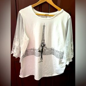 Love & Lace 2X 3/4 Lace Sleeve Paris Shirt